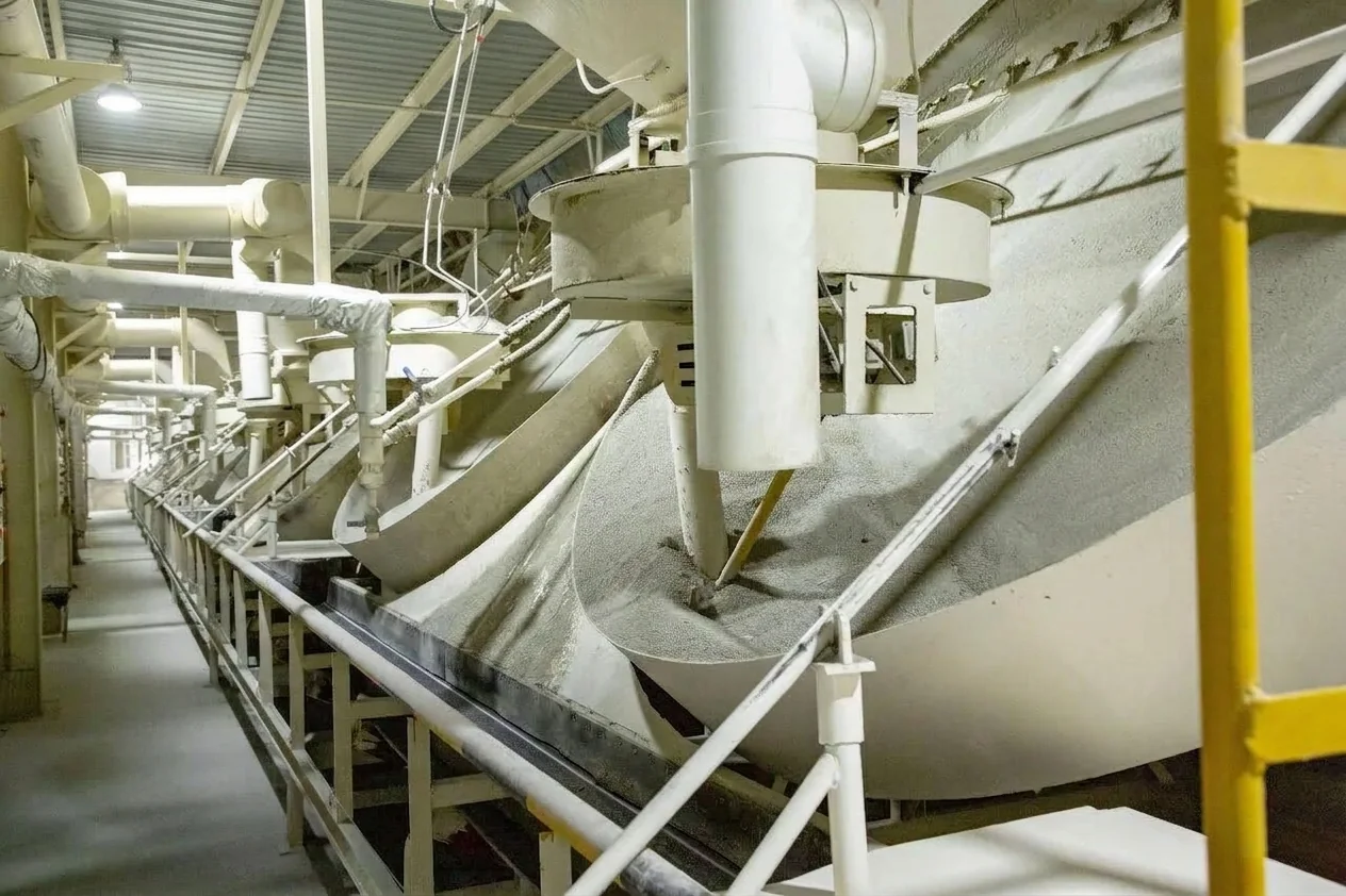 Bentonite processing line inside the intelligent factory