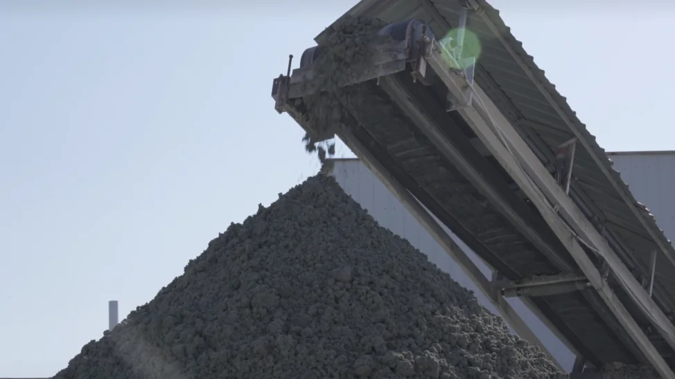 Bentonite raw ore being unloaded