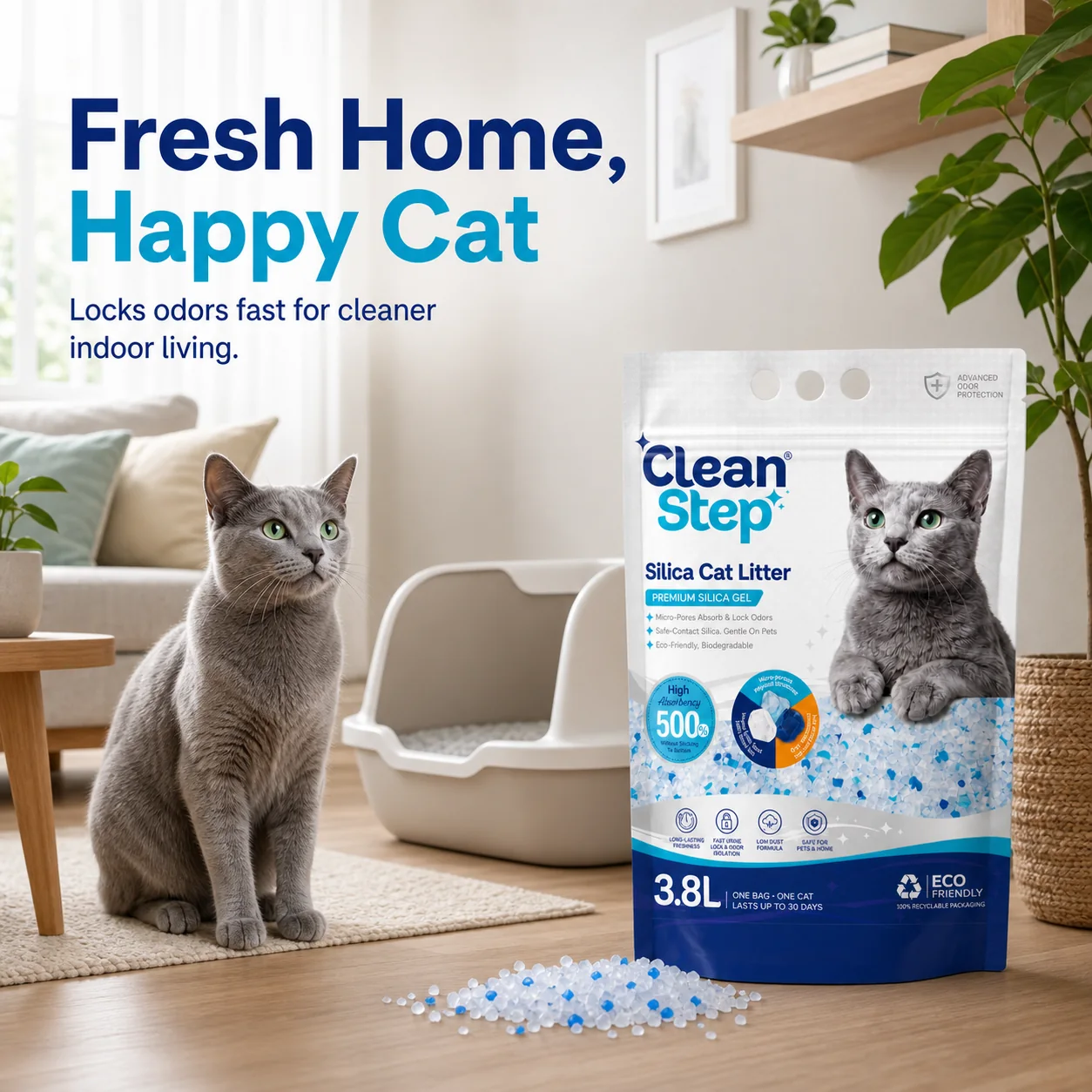 Cleanstep crystal cat litter packaging main image 1