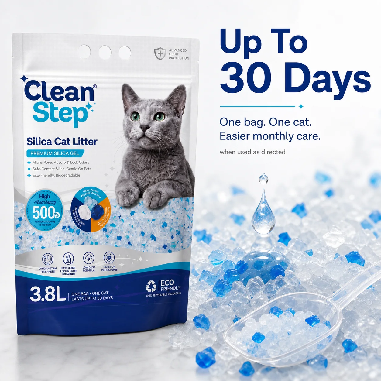 Cleanstep crystal cat litter packaging main image 3