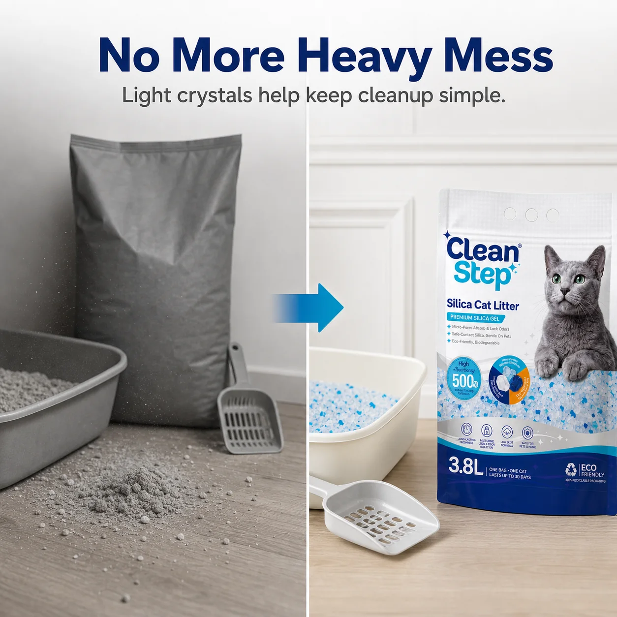 Cleanstep crystal cat litter packaging main image 4