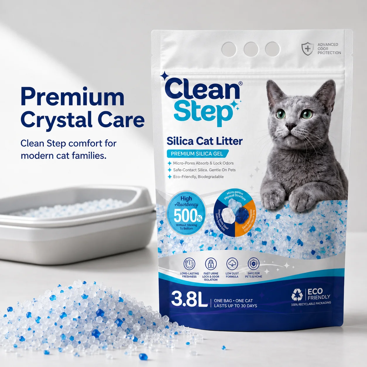Cleanstep crystal cat litter packaging main image 5
