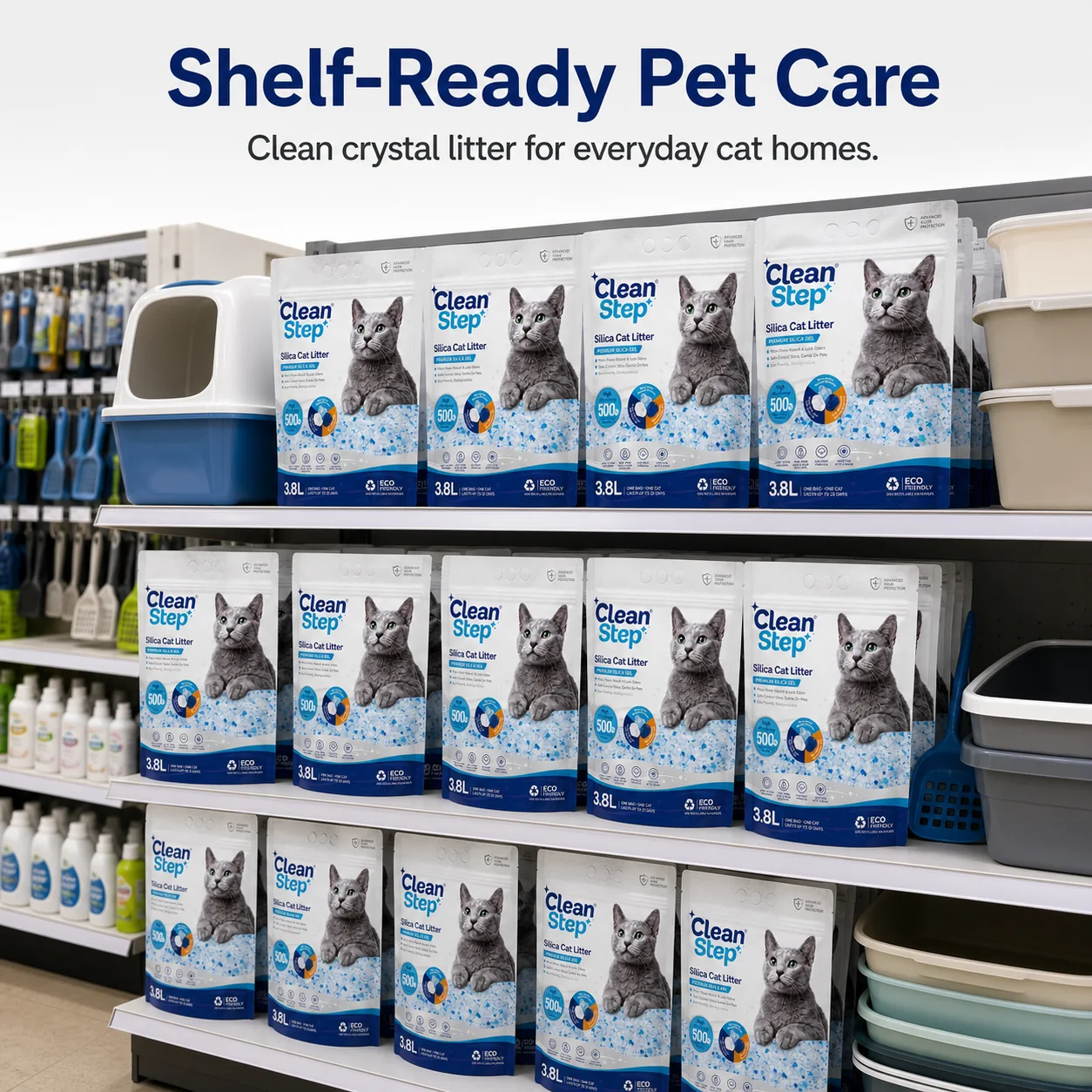Cleanstep crystal cat litter packaging main image 6