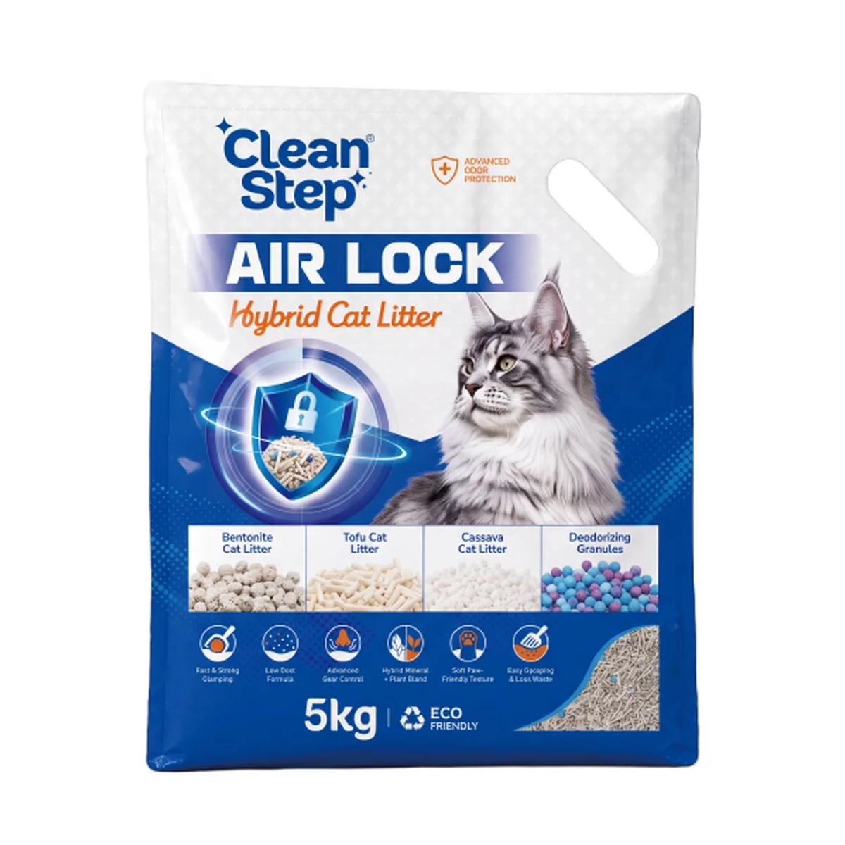 Clean Step تعبئة رمل القطط الهجينة AIR-LOCK