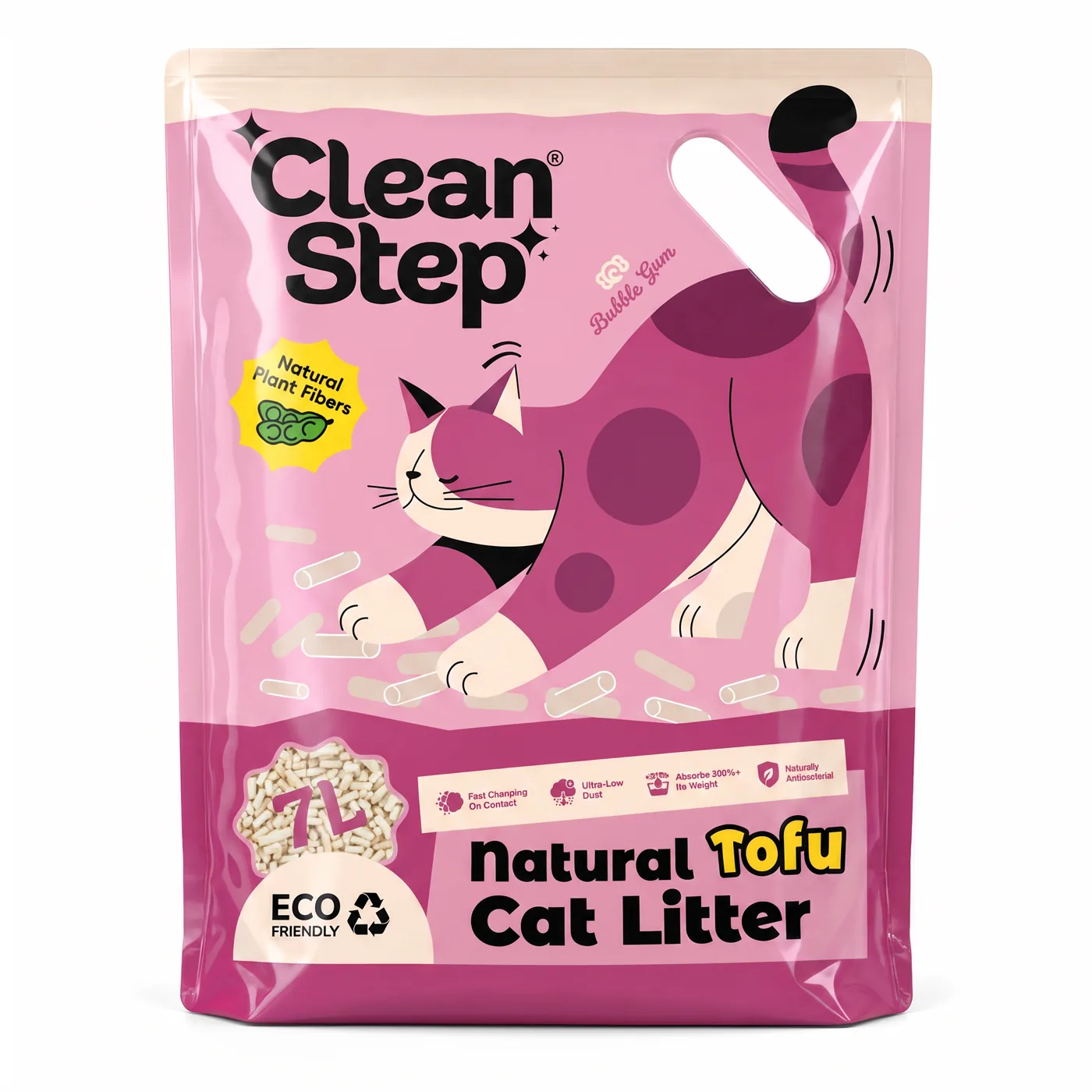 Clean Step تعبئة رمل القطط من علكة التوفو