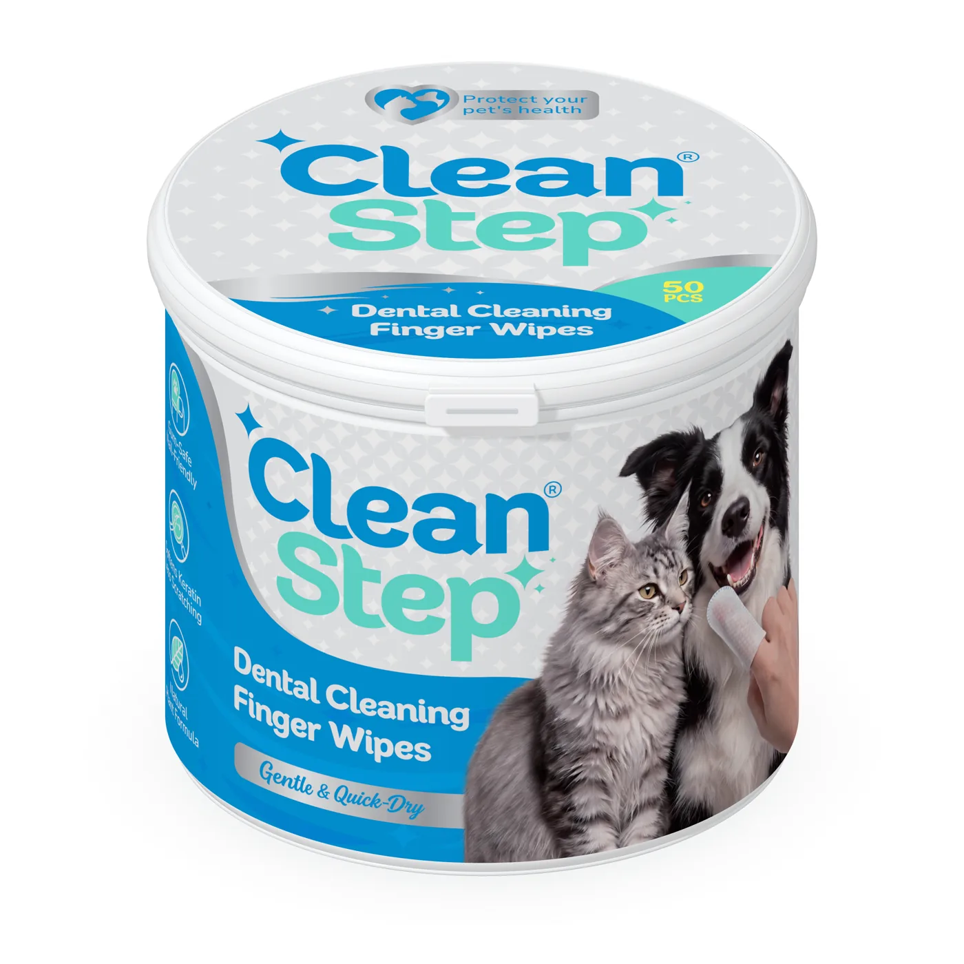 تغليف مناديل أصابع أسنان الحيوانات الأليفة Clean Step