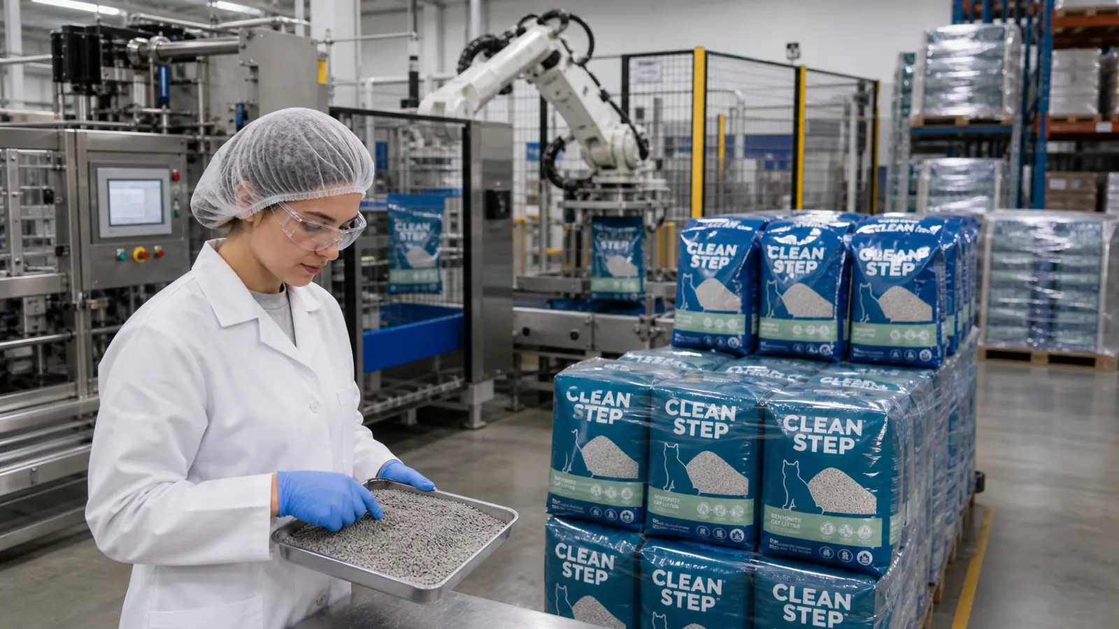 Clean Step cat litter quality control in the factory