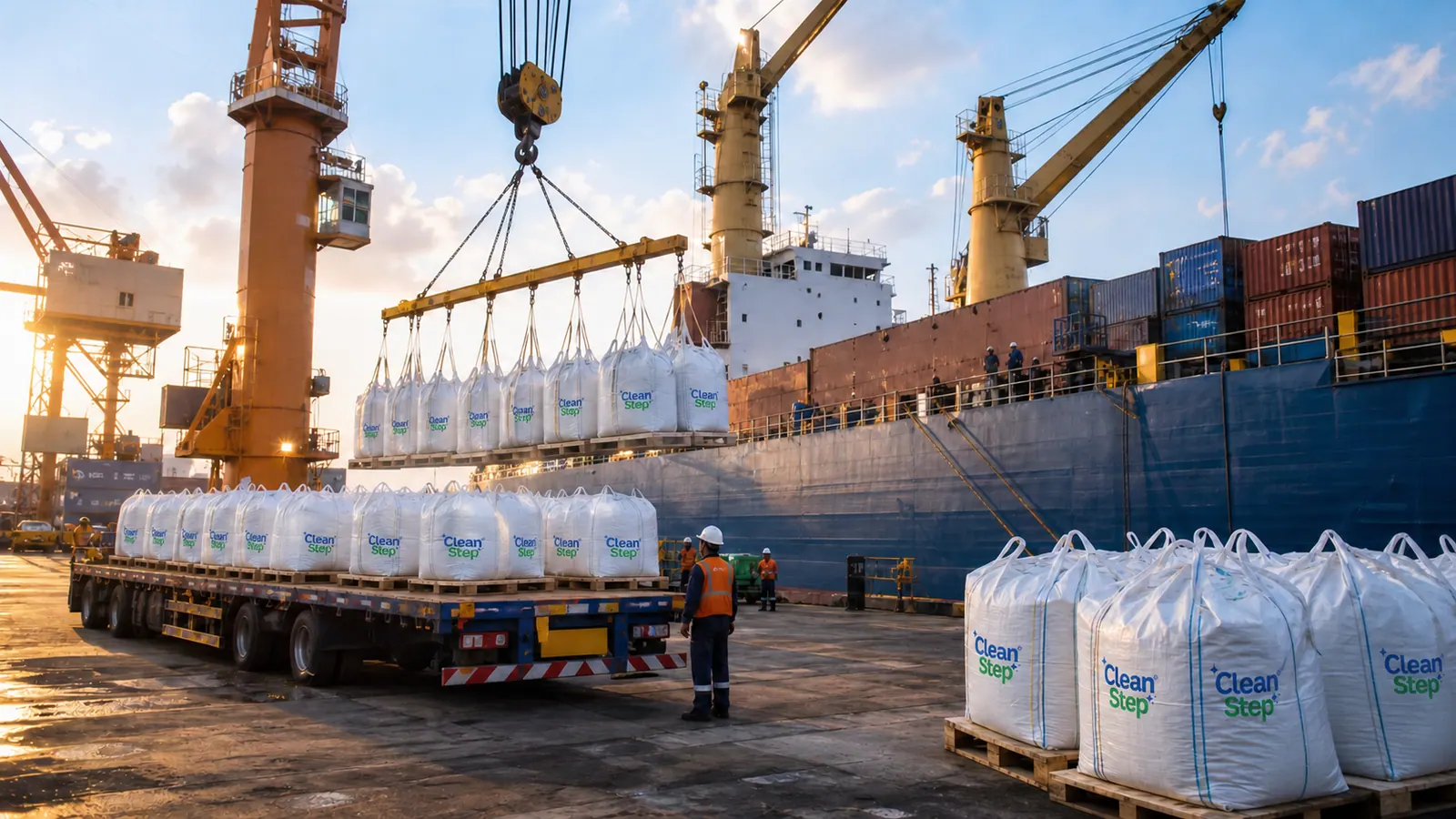 Clean Step bulk bags being loaded for international shipment
