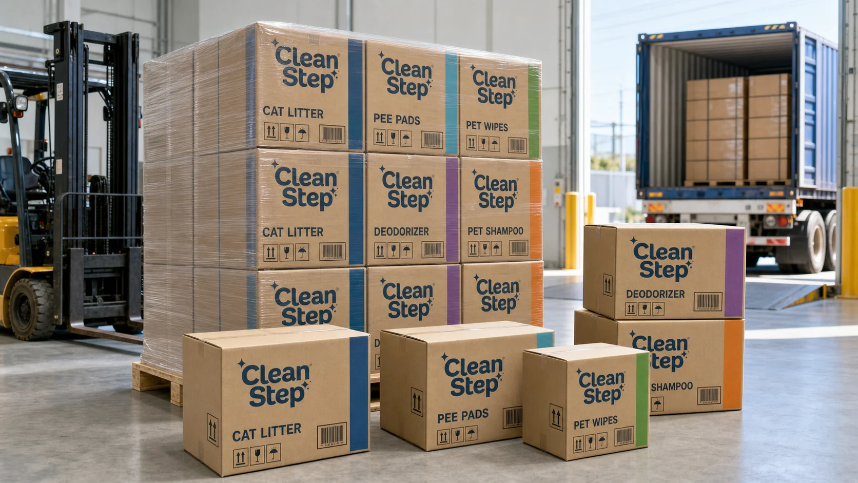 Cleanstep export logistics for pet hygiene product shipments