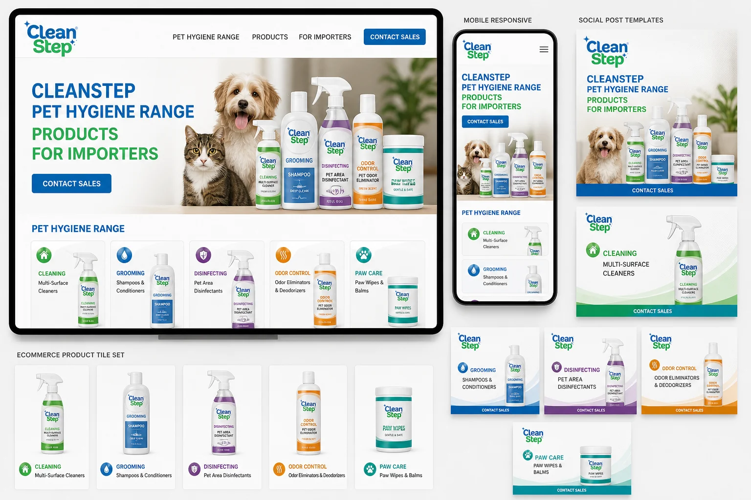 Cleanstep ecommerce and digital sales assets for pet hygiene products